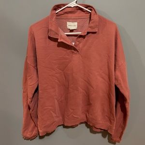 Pink American Eagle Pullover Collared Sweatshirt